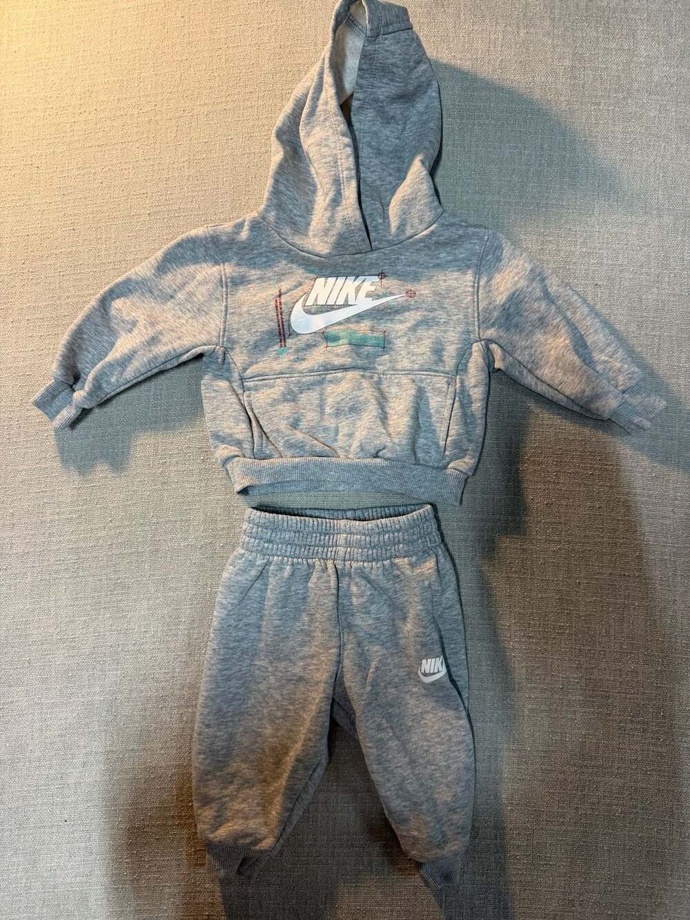 Nike Gray Futura Fleece Hoodie and Jogger Sweatpants Set 12M